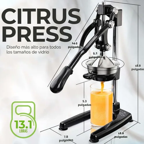 Vista 5 de Zulay Kitchen Puplerizer Exprimidor de hierro fundido 9 en 1, exprimidor manual de servicio pesado fácil de limpiar con accesorio prensatelas