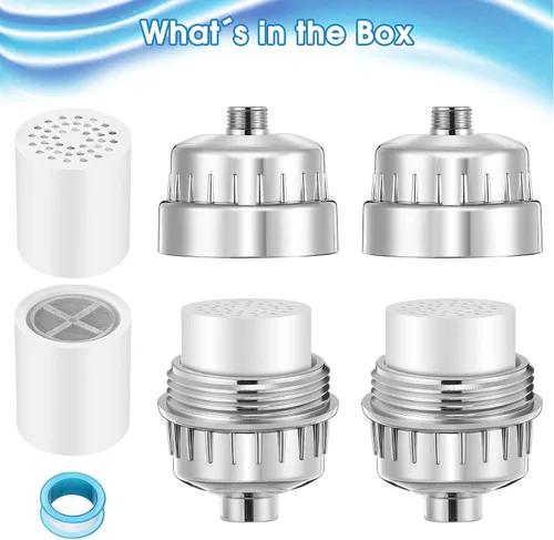 Vista 3 de 2 filtros de ducha con paquete de 4 filtros de ducha de 20 etapas, suavizante de agua resistente para eliminar el cloro, fluoruro, metales pesados