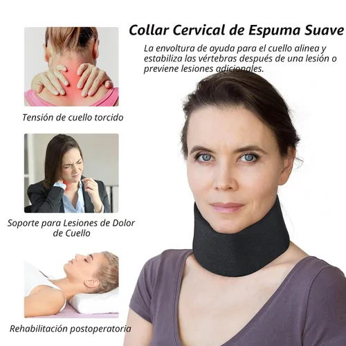Vista 7 de Collarín Cervical Universal de Espuma Suave, Soporte de Cuello Ajustable para Dormir - Alivia el Dolor de Cuello y la Presión de la Columna