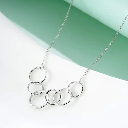 Vista 2 de SOULMEET Collar de regalo de cumpleaños número 60, 50, 40 y 30 para mujeres, mamá, collar circular de plata de ley para ella, cada círculo para un
