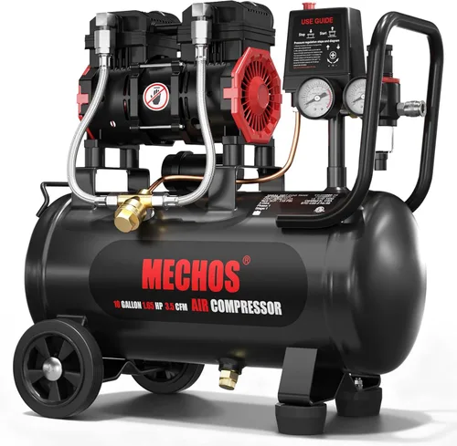 Vista 8 de Compresor de aire portátil con tanque de acero de 3 galones, 1.15 HP 2.2 CFM @ 90 PSI, compresor de aire sin aceite de 116 PSI máx. para garaje, uso