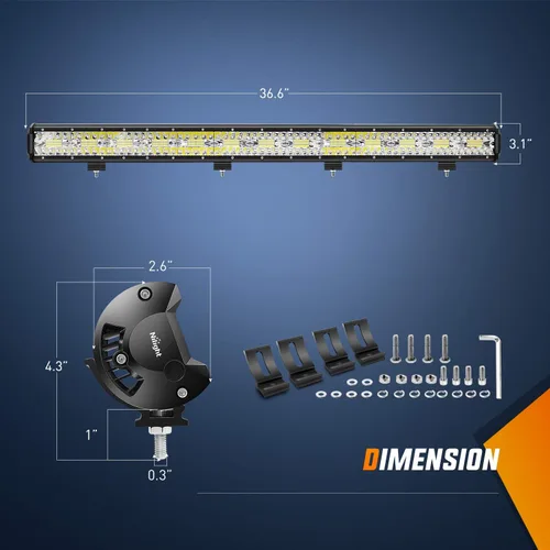 Vista 2 de Nilight 18024C-A barra de 20 pulgadas 420w, combo de punto de inundación de triple fila 42000LM, barra con luces LED para todoterreno o para camiones