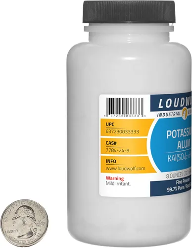 Vista 2 de Alumbre de potasio / 1 libra / 2 botellas / 99.7% puro grado alimenticio / polvo fino