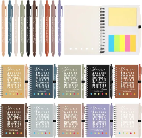 Vista 14 de Jetec 20 piezas/10 juegos de regalo para profesores, cuaderno motivacional en espiral con notas adhesivas, bolígrafo a granel, diarios inspiradores