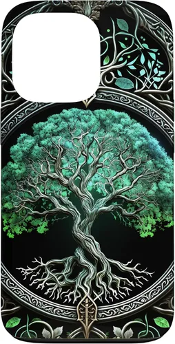 Vista 10 de Tree of Life Yoga Spiritual Celtic Viking Green Black Case for iPhone 17