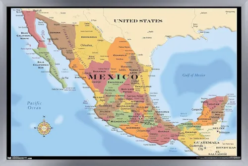 Vista 17 de Trends International Map - Póster de pared de México, 14.725" x 22.375", versión con marco de madera de granero