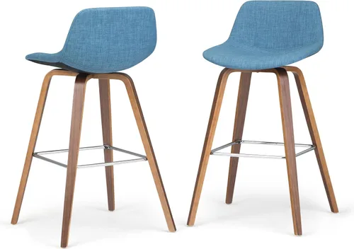 Vista 35 de SIMPLIHOME Randolph Taburetes de mostrador (juego de 2) taburetes de bar tapizados de madera curvada de 28 pulgadas de altura del asiento en tela