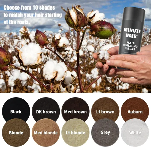 Vista 2 de Botella de tamaño grande de 0.97 oz llena de fibras Minute Hair Fibers. Fibras de construcción de cabello de alta calidad. Gran cantidad de fibras
