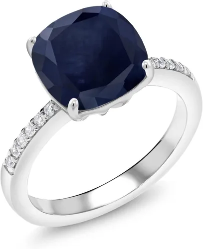Vista 7 de Gem Stone King Anillo de compromiso de plata de ley 925 con piedra preciosa de corte cojín de 0.39 pulgadas Anillo de compromiso de aniversario