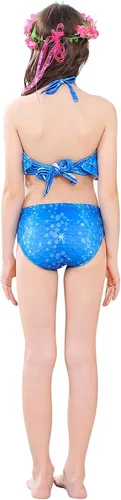 Vista 4 de Fishtailfun Traje de baño de sirena para cosplay sirena para nadar para niñas conjunto de bikini de princesa