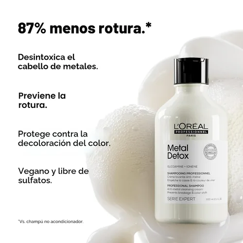 Vista 4 de L'Oréal Professionnel Paris Metal Detox Shampoo - Sulfate-Free Anti-Breakage Shampoo For Damaged or Color-Treated Hair, Detoxifies, Prevents Damage