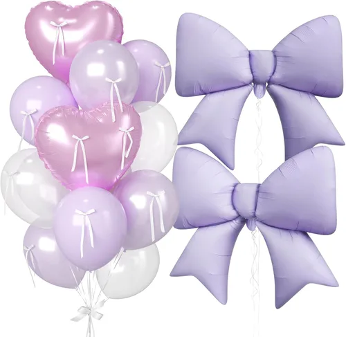 Vista 13 de 16 globos de corazón rosa, globos de lazo de 38 pulgadas, globo transparente rosa perla de doble relleno y arco en forma de corazón globo