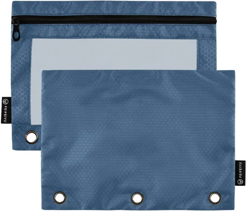 Vista 16 de Estuche negro de 3 anillas para lápices, paquete de 2 unidades, impermeable, de plástico transparente, con cremallera, organizador de documentos