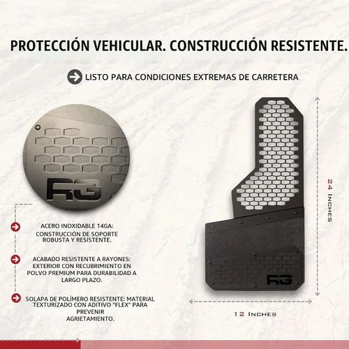Vista 2 de REK-mesh - Solapas de barro todoterreno – Solapas de barro resistentes para camiones con placa de acero inoxidable – Juego de protección contra