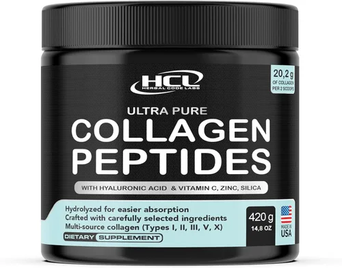 Vista 11 de HCL HERBAL CODE LABS Polvo de péptidos de colágeno con vitamina C y ácido hialurónico, fuentes más limpias y súper alta absorción, multitipo