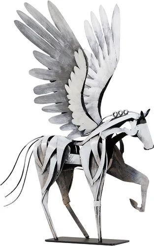 Vista 9 de SunBlogs Art Estatua de caballo hecha a mano - Decoración rústica única para oficina y hogar - Escultura de metal pintada a mano - Regalo artesanal