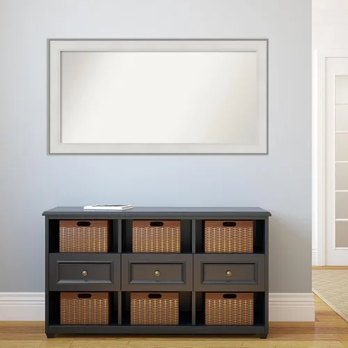 Vista 5 de Amanti Art Espejo de baño blanco para sobre el fregadero, 27 x 51 pulgadas, espejo de tocador rectangular blanco imperial, marco de madera Imperial