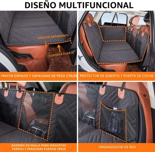 Vista 4 de Extensor de asiento trasero, funda de asiento de perro para asiento trasero, funda de asiento de coche de fondo duro para perros, hamaca para perro