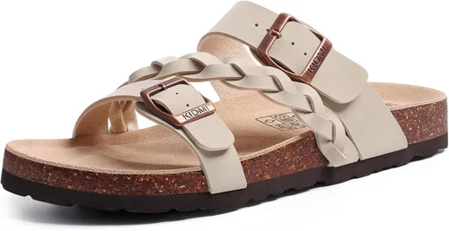 Vista 14 de KIDMI Sandalias con plantilla de corcho para mujer con soporte de arco, cómodas sandalias deslizantes con hebilla ajustable para el verano