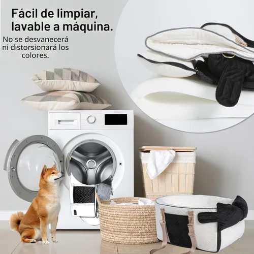 Vista 5 de Asiento de coche para perros pequeños, consola central portátil ajustable, asiento de auto para perro, asiento de auto extraíble para gatos, asiento
