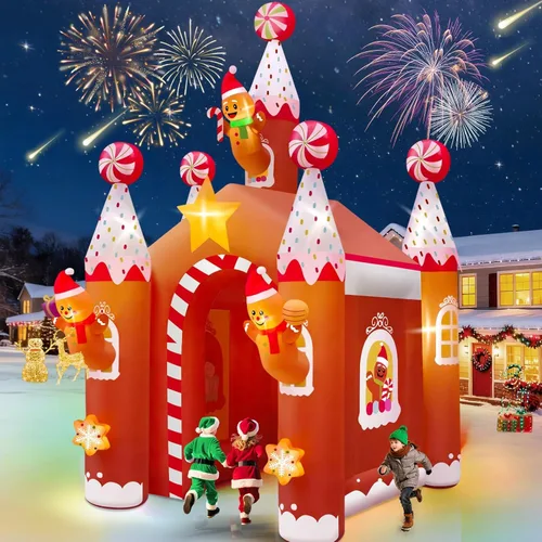 Vista 8 de Kalolary Árbol de Navidad inflable de 20 pies con luz LED, inflable gigante para exteriores, decoración al aire libre para fiestas, patio, césped
