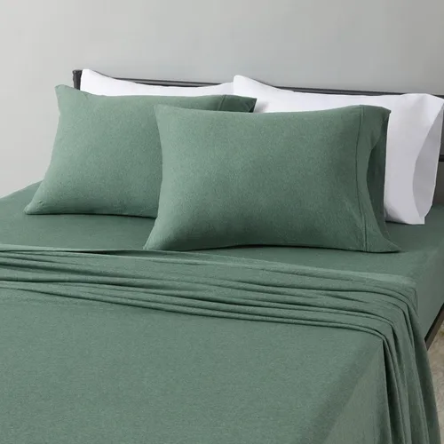 Vista 15 de Amazon Basics - Juego de sábanas de jersey 100% algodón, individual, blanco, liso