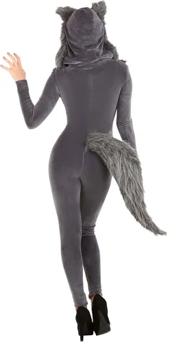 Vista 5 de Womens Grey Wolf Costume Women Wolf Costume Adult Sexy Jumpsuit