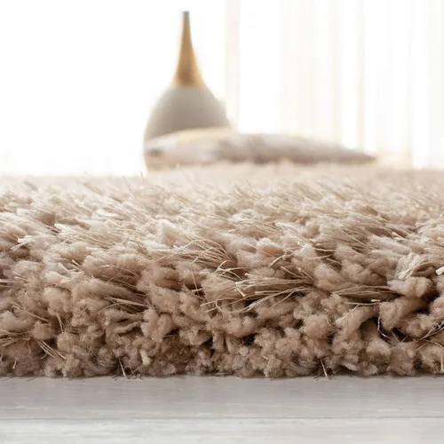 Vista 4 de SAFAVIEH Supreme Shag Collection SGS621C - Alfombra de área sólida hecha a mano de 3 x 5 pies, color beige, de 1.5 pulgadas de grosor