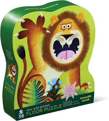 Vista 14 de Crocodile Creek - Rompecabezas de suelo con caja de alta resistencia para almacenamiento, Safari salvaje, Multicolor