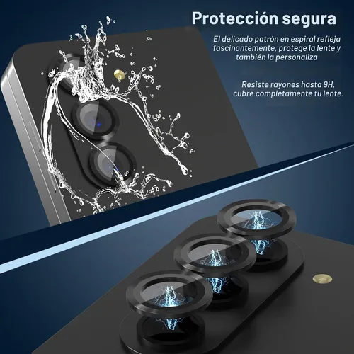 Vista 3 de Suoman Para Samsung Galaxy Z Fold 5 Protector De Lente De Cámara, Cubierta De Lente De Cámara De Vidrio Templado Estilo De Textura De Metal