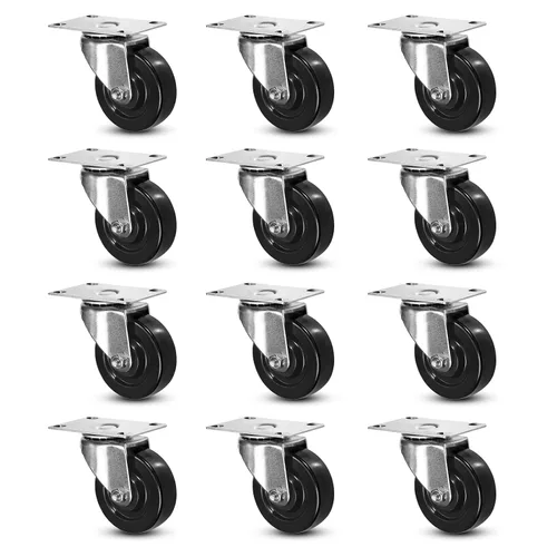 Vista 20 de Juego de 4 ruedas giratorias de 3 pulgadas, ruedas giratorias resistentes, ruedas de goma dura para muebles de camión de plataforma, carrito móvil