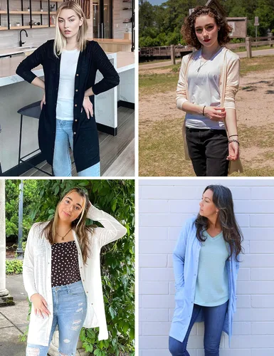 Vista 7 de MEROKEETY Cárdigan ligero de manga larga con botones y bolsillos para mujer