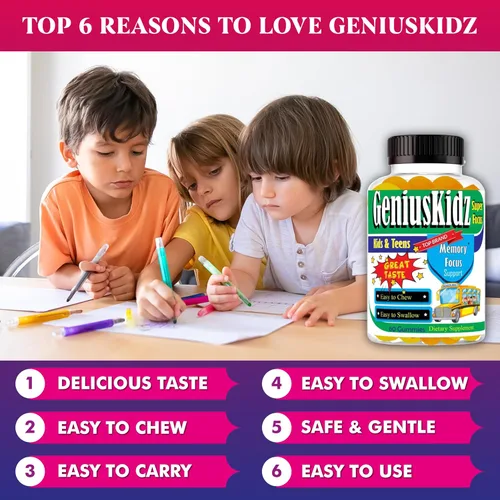 Vista 3 de Celebrity Lifestyle Product Suplemento de enfoque de apoyo cerebral para niños y adolescentes Omega 3 gomita de vitamina memoria y atención