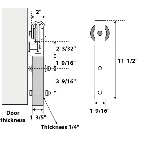 Vista 4 de SARTODOORS Puerta de granero resistente de 18 x 80 pulgadas Lucia 1299 negro mate con espejo Juego de perchas de riel de 6.6 pies Puertas