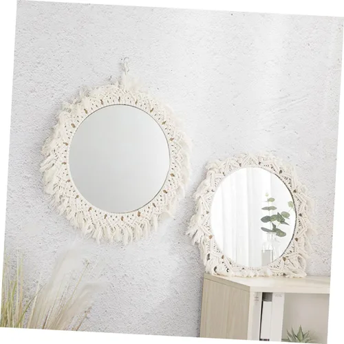 Vista 5 de COLLBATH Maquillaje redondo hecho a mano de la decoración de la pared del espejo del espejo de la rota