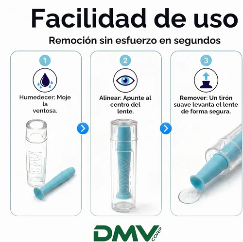 Vista 4 de DMV Ultra - Herramienta para quitar lentes de contacto, aplicador fabricado en Estados Unidos, paquete de 3 unidades, color azul