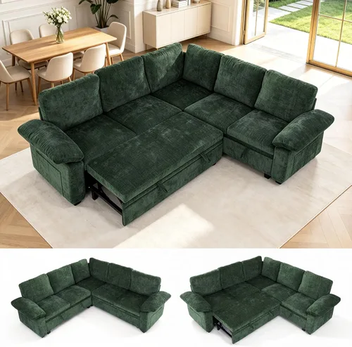 Vista 17 de Sofá cama modular modular con cama extraíble, sofá modular de 5 asientos en forma de L con almacenamiento, sofá nube, sofás seccionales convertibles