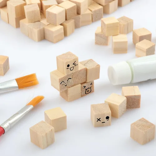 Vista 4 de 1500 cubos de madera de 0.4 in para manualidades, bloques de madera pequeños sin terminar de 0.4 pulgadas, mini bloques de madera para proyectos
