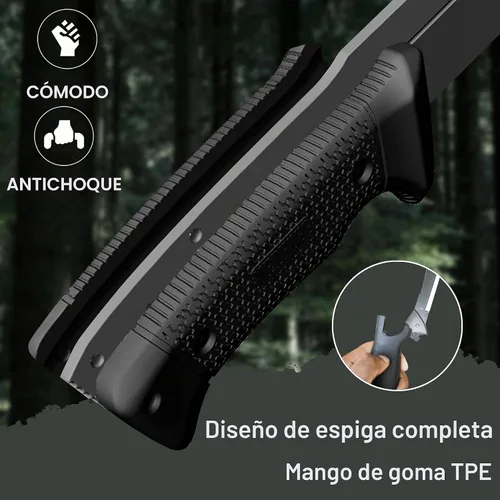 Vista 3 de NedFoss 16" Survival Machete with Sheath, D2 Steel 0.22" Thick Full Tang Blade Machete Knife with Flat Grinding, Machete for Cutting Trees, for Yard