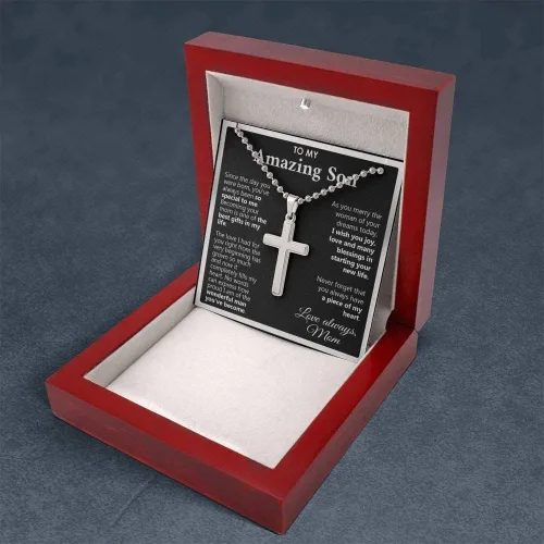Vista 3 de Joyería para tarjetas de mensaje regalos personalizados, regalo de boda para hijo de mamá, a mi hijo en el día de su boda, regalo de boda para hijo