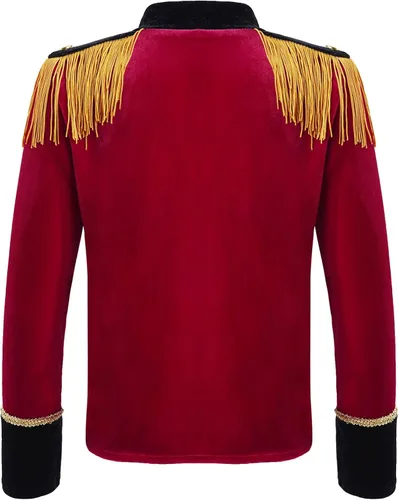Vista 2 de JEEYJOO Chaqueta unisex de manga larga con cremallera frontal con borlas y banda de marcha, uniforme de Majorette