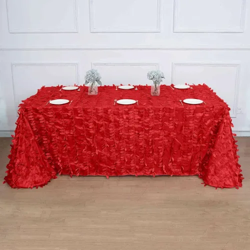 Vista 14 de TABLECLOTHSFACTORY - Mantel cuadrado de tela de tafetán de pétalos de hojas 3D de 54 pulgadas, color negro
