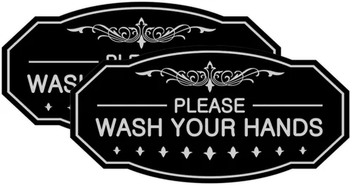 Vista 30 de Signs ByLITA Letrero Victoriano Please Wash Your Hands (Negro) - Pequeño