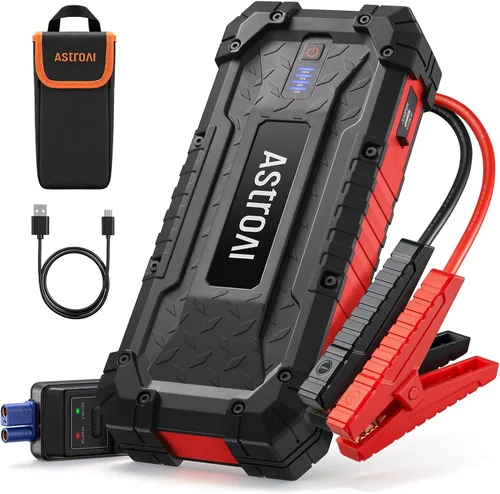 Vista 11 de AstroAI S8 Ultra 12V 4000A Lithium Jump Starter Up to All Gas/12L Diesel Naranja
