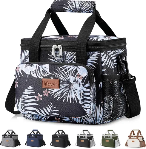 Vista 39 de Lifewit Lonchera mediana aislada, suave y refrigerante, para adultos, hombres y mujeres, color negro, 12 latas (9L)