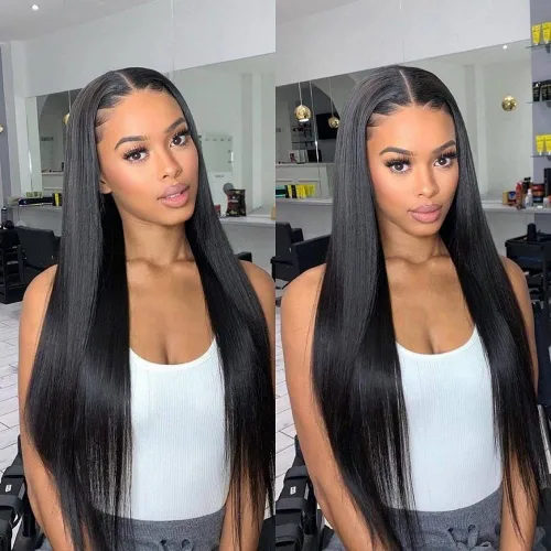 Vista 2 de Cierre de encaje 5 x 5 cabello humano lacio 100 sin procesar cabello humano virgen brasileño con cierre de encaje predepilado con abuelitos