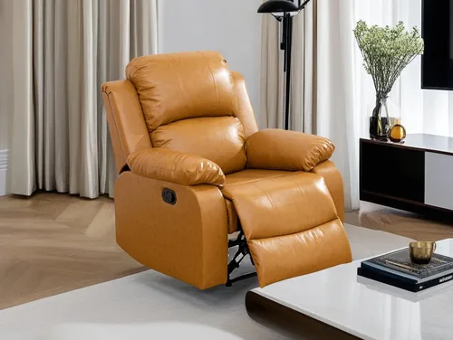 Vista 38 de Sofá reclinable manual moderno, sofá reclinable de cuero de 3 plazas, sofá reclinable de sala de estar, sofá con portavasos y mesa abatible