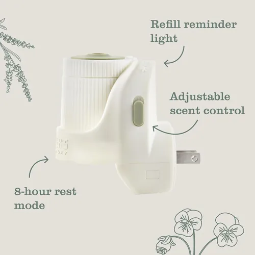 Vista 7 de MRS. MEYER'S Clean Day - Difusor de aceite perfumado premium, ambientador de pared enchufable, dispositivo de aroma aromatéutico para el hogar
