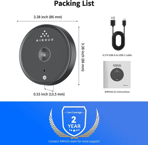 Vista 7 de AIRHUG Micrófono USB Sin Altavoz, Micrófono de Escritorio para Computadora, Botón de Silencio con Indicador LED, Reducción de Ruido AI, Condensador