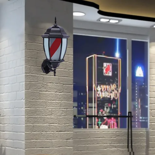 Vista 9 de Barra de peluquería LED brillante globo luz,Peluquería Barbería Señal abierta,Rotación de tiras giratorias rojas, blancas y azules,IP44 impermeable